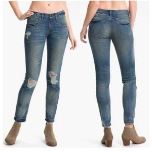 Free People Distressed Skinny Jeans Engineer Wash 25